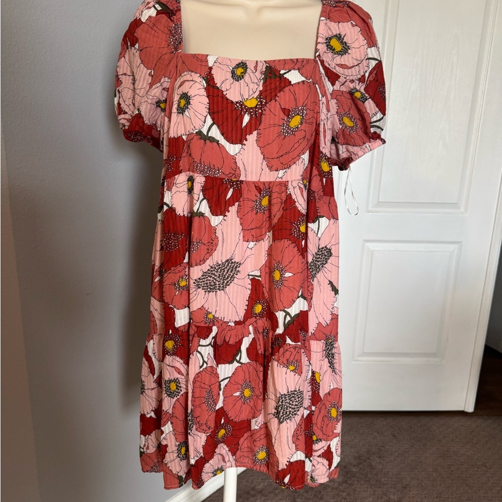 LOFT Floral Mini Dress - Red and Pink